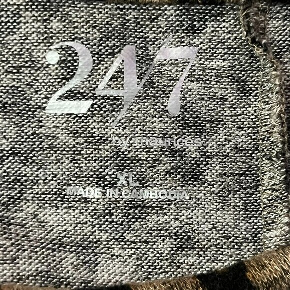 Maurices 24/7 Womens XL Animal Print Batwing Blouse Brown Black Used - Picture 7 of 16